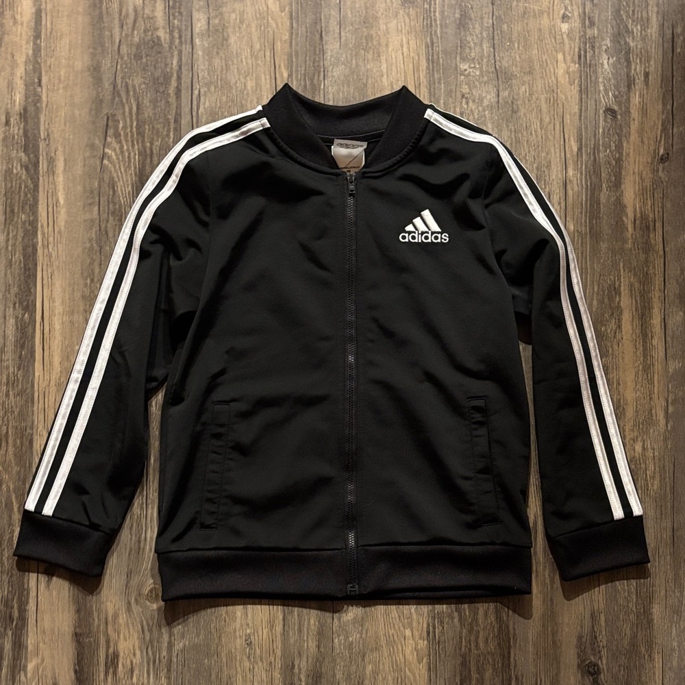Kids Adidas Black Jacket with White Accents